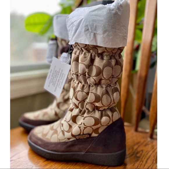 $228 NEW! COACH RABBIT FUR Signature THEONA Winter Snow Boot 6 - Picture 6 of 12